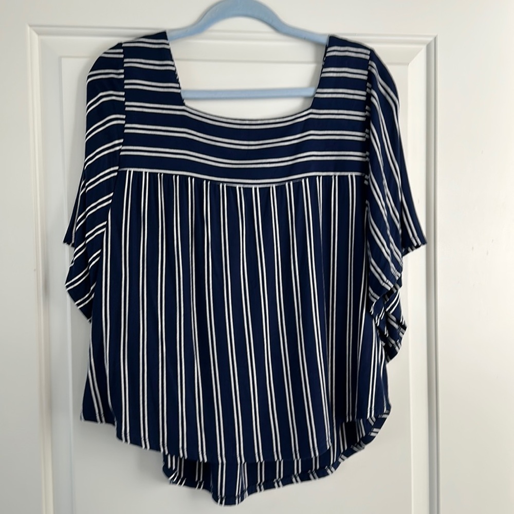 Women’s navy and white striped top